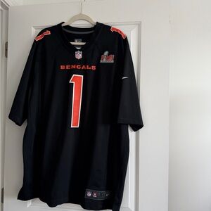 Nike Black Bengals Football Jersey with Orange Numerals